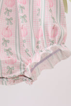 Sage Pumpkin Bow Embroidery Ruffle Bubble - ARIA KIDS