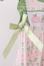 Sage Pumpkin Bow Embroidery Ruffle Bubble - ARIA KIDS