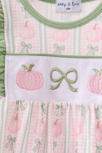 Sage Pumpkin Bow Embroidery Ruffle Bubble - ARIA KIDS