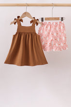 Brown Pumpkin Smocked Lace Shorts Set - ARIA KIDS