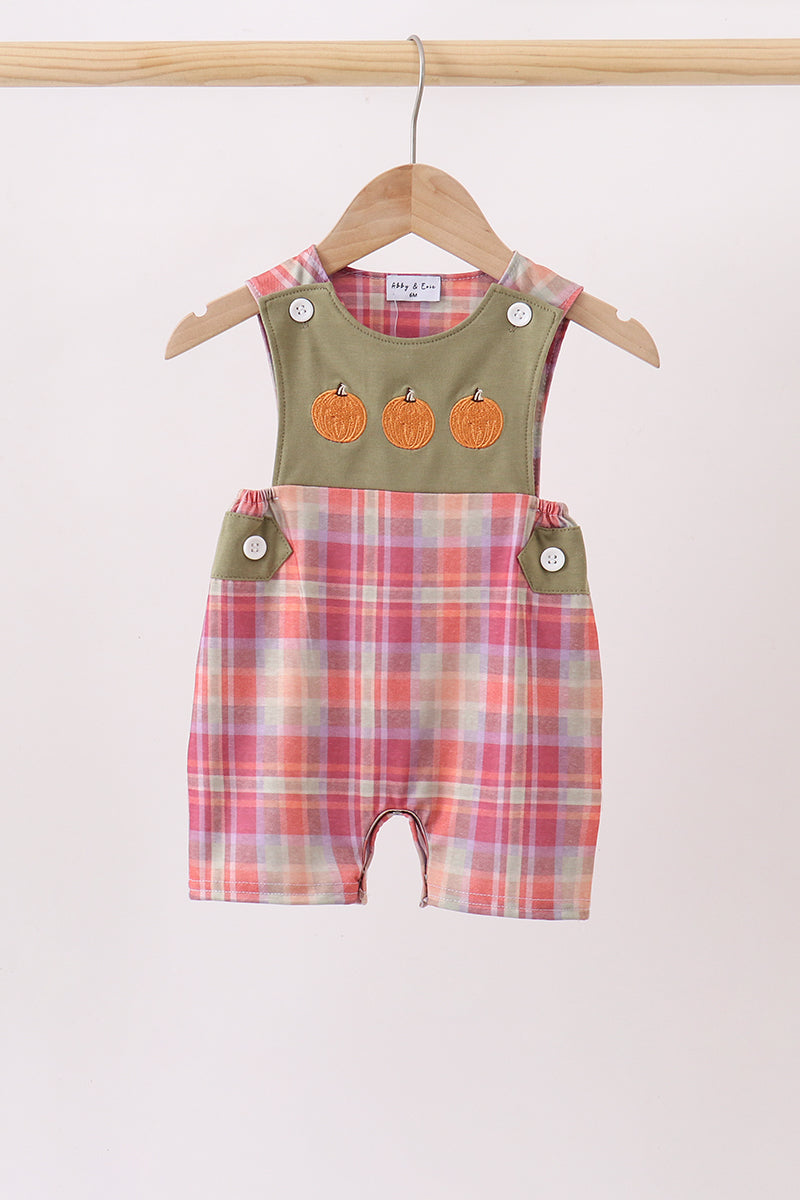 Camel Pumpkin Embroidery Plaid Jon Jon - ARIA KIDS