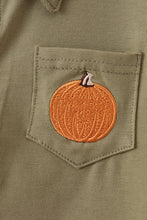 Camel Pumpkin Embroidery Button Down Shirt - ARIA KIDS