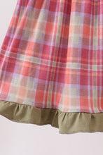 Camel Pumpkin Embroidery Plaid Dress