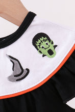 Black Pumpkin cat Embroidery Ruffle Bubble - ARIA KIDS