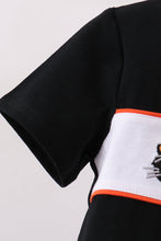 Black Pumpkin cat Embroidery Top