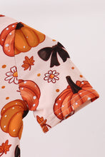 Orange Pumpkin Floral Bow Bamboo Romper - ARIA KIDS