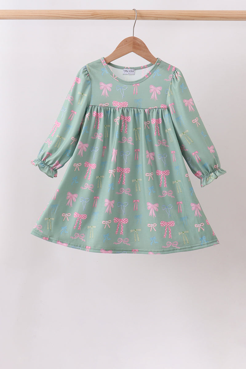 Sage Bow Ruffle Dress - ARIA KIDS