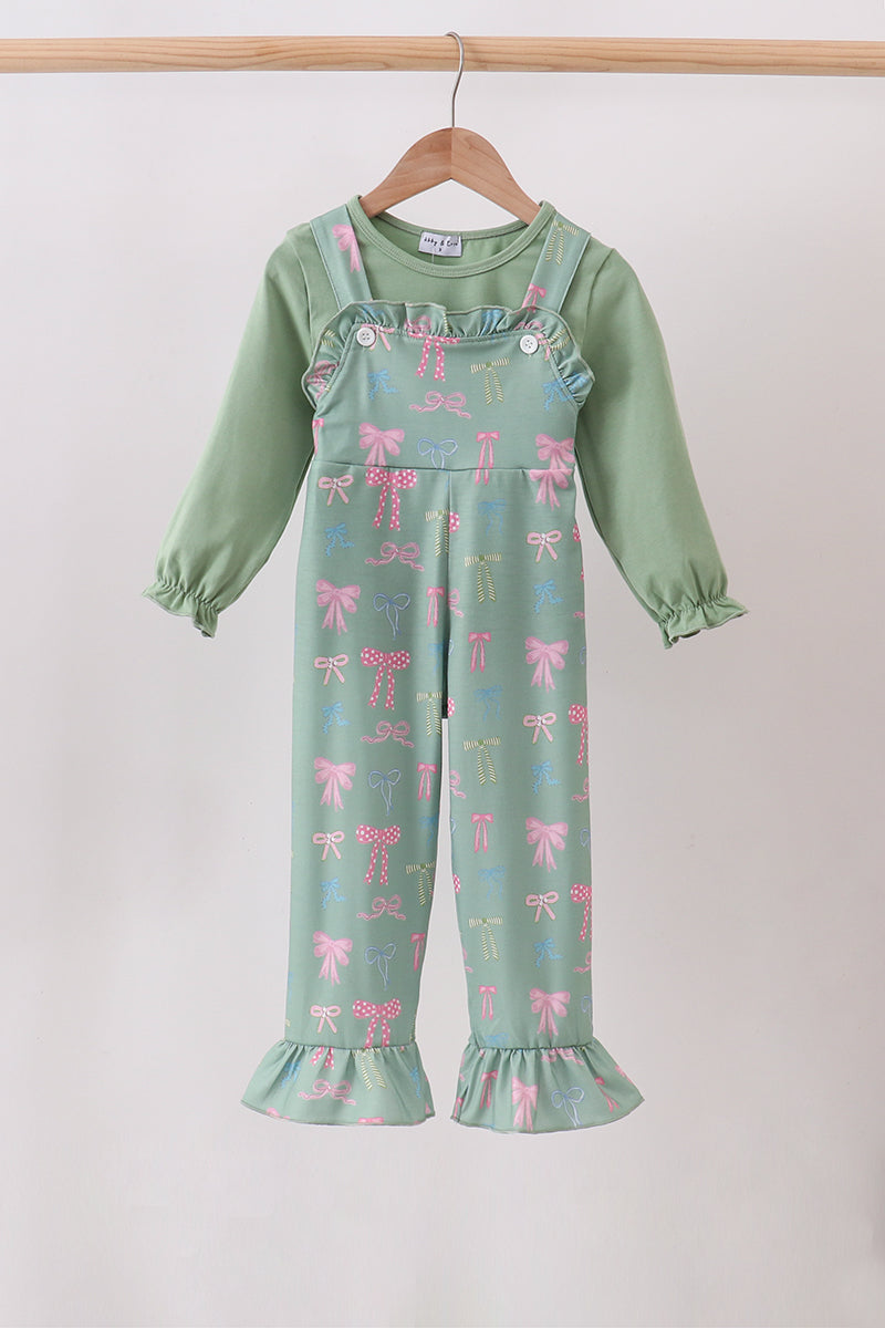 Sage Bow Ruffle Jumpsuit Set - ARIA KIDS