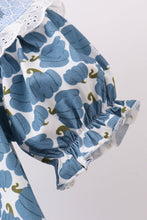 Blue pumpkin bow smocked lace dress - ARIA KIDS