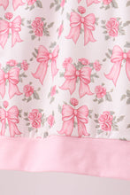 Pink Floral Bow Lace Skorts Set