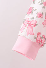 Pink Floral Bow Lace Skorts Set