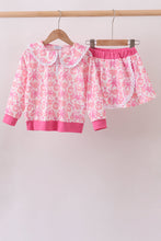 Pink Pumpkin Bow Lace Skorts Set