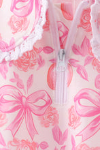Pink Pumpkin Bow Lace Skorts Set