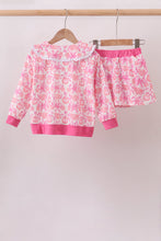 Pink Pumpkin Bow Lace Skorts Set