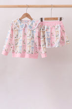Pink Bow Floral Lace Skorts Set