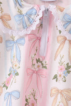 Pink Bow Floral Lace Skorts Set
