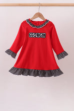 Red Georgia Embroidery Ruffle Dress