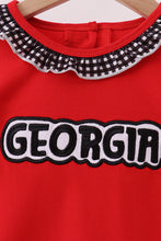 Red Georgia Embroidery Ruffle Dress