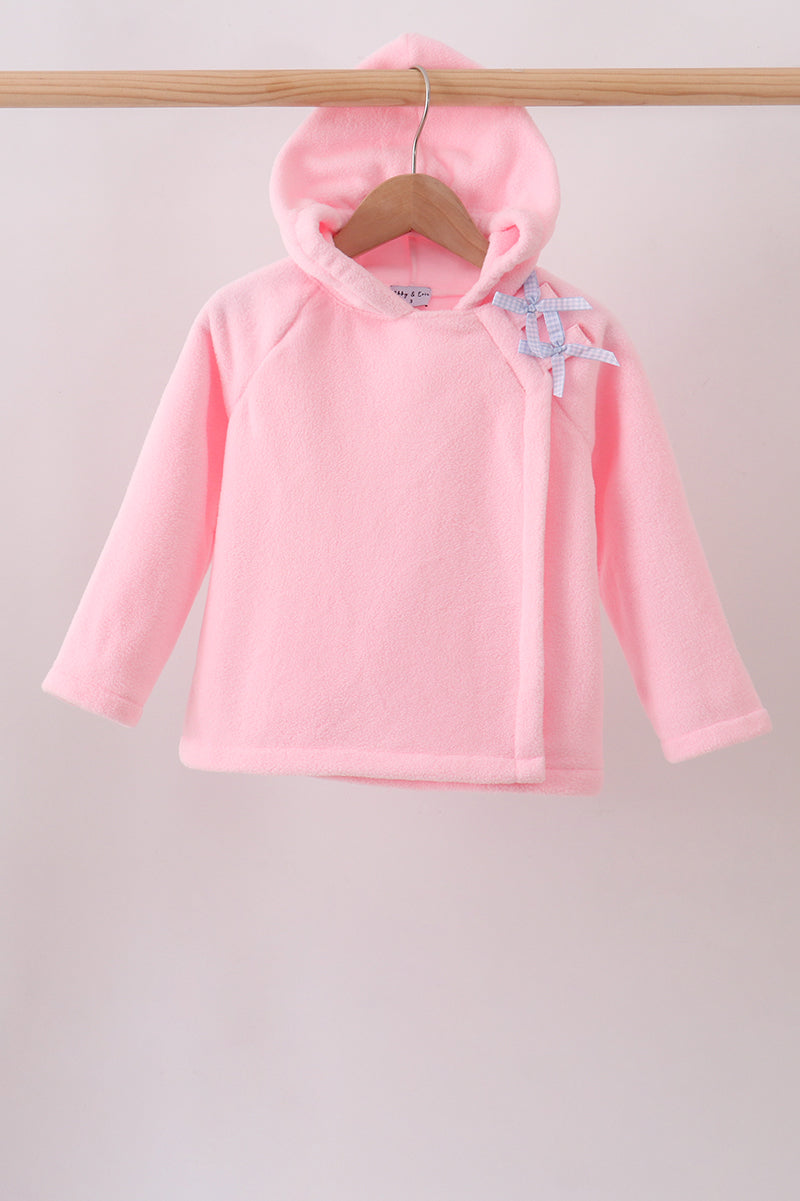 Pink Fleece Bow Coat - ARIA KIDS
