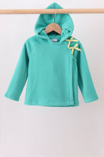 Turquoise Fleece Bow Coat - ARIA KIDS