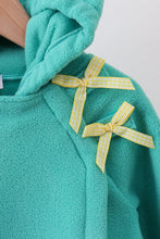 Turquoise Fleece Bow Coat - ARIA KIDS