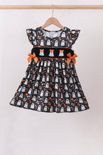 Orange Ghost Embroidery Ruffle Dress