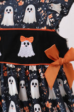 Orange Ghost Embroidery Ruffle Dress