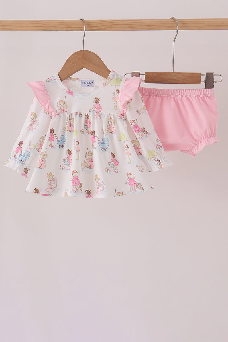 Pink all day adventure ruffle bloomer set - ARIA KIDS