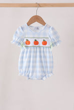 Blue Pumpkin Embroidery Gingham Bubble - ARIA KIDS