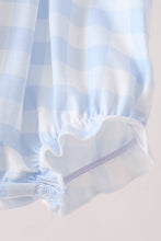 Blue Pumpkin Embroidery Gingham Bubble - ARIA KIDS