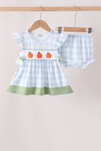 Blue Pumpkin Embroidery Gingham Bloomer set - ARIA KIDS