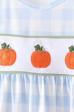 Blue Pumpkin Embroidery Gingham Bloomer set - ARIA KIDS