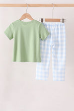 Blue Pumpkin Embroidery Gingham pants Set - ARIA KIDS