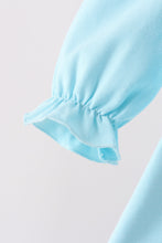 Blue bow french knot ruffle plaid bloomer set - ARIA KIDS