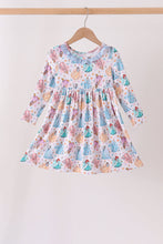 Blue princess ruffle bamboo dress
