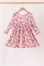Pink character checkered bamboo ruffle dress