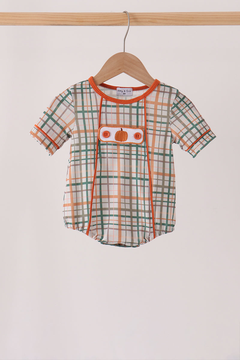 Pumpkin Embroidery Plaid Bubble - ARIA KIDS