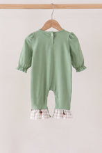 Green duck guack guack embroidery ruffle romper
