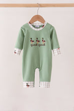 Green Duck guack guack Embroidery Romper