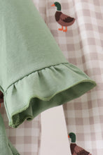 Green Duck guack guack Embroidery Ruffle Pants Set