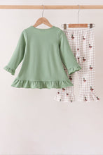 Green Duck guack guack Embroidery Ruffle Pants Set