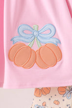 Pink bow pumpkin ruffle pants set