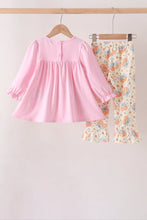 Pink bow pumpkin ruffle pants set