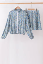 Teal floral print mom&me skorts set - ARIA KIDS
