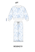 Blue floral print mom&me pants set