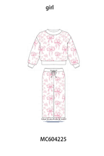 Pink bow floral print mom&me pants set