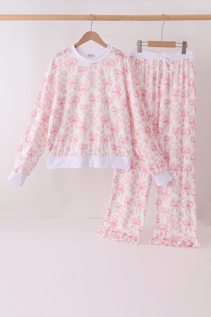 Pink bow floral print mom&me pants set - ARIA KIDS