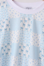 Blue floral bow checkered mom&me pants set - ARIA KIDS