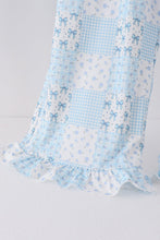 Blue floral bow checkered mom&me pants set - ARIA KIDS