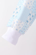 Blue floral bow checkered mom&me pants set - ARIA KIDS